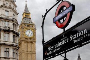 View of Westminster Tube station sign with Big Ben in the background - part of 48 hours in London.
