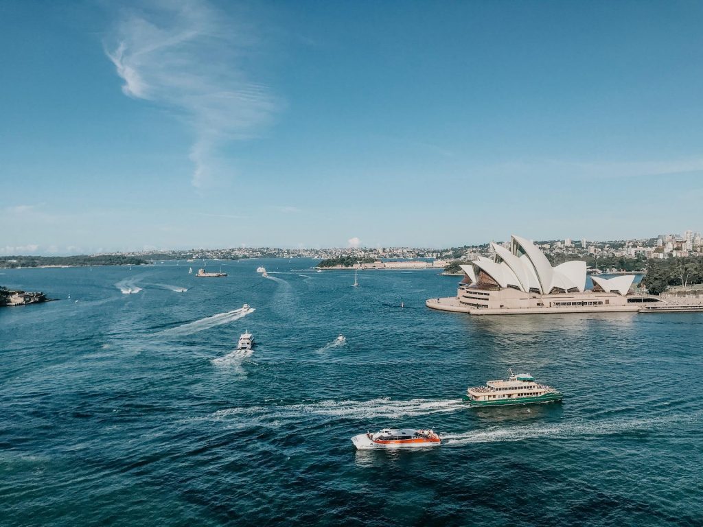 An Ariel view of Sydney harbour and the opera house - plan a gap year here.